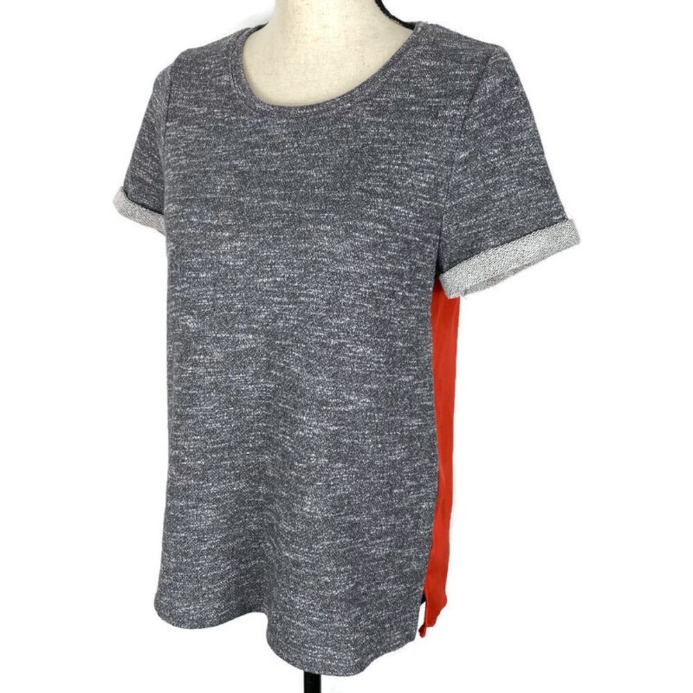 Market & Spruce Xander Sweatshirt Short Sleeve Woven Back Stitch Fix Sz Small